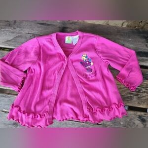 Y2K SESAME STREET SZ 2T VGUC PINK BIG BIRD aplique cardigan Top w/ Buttons